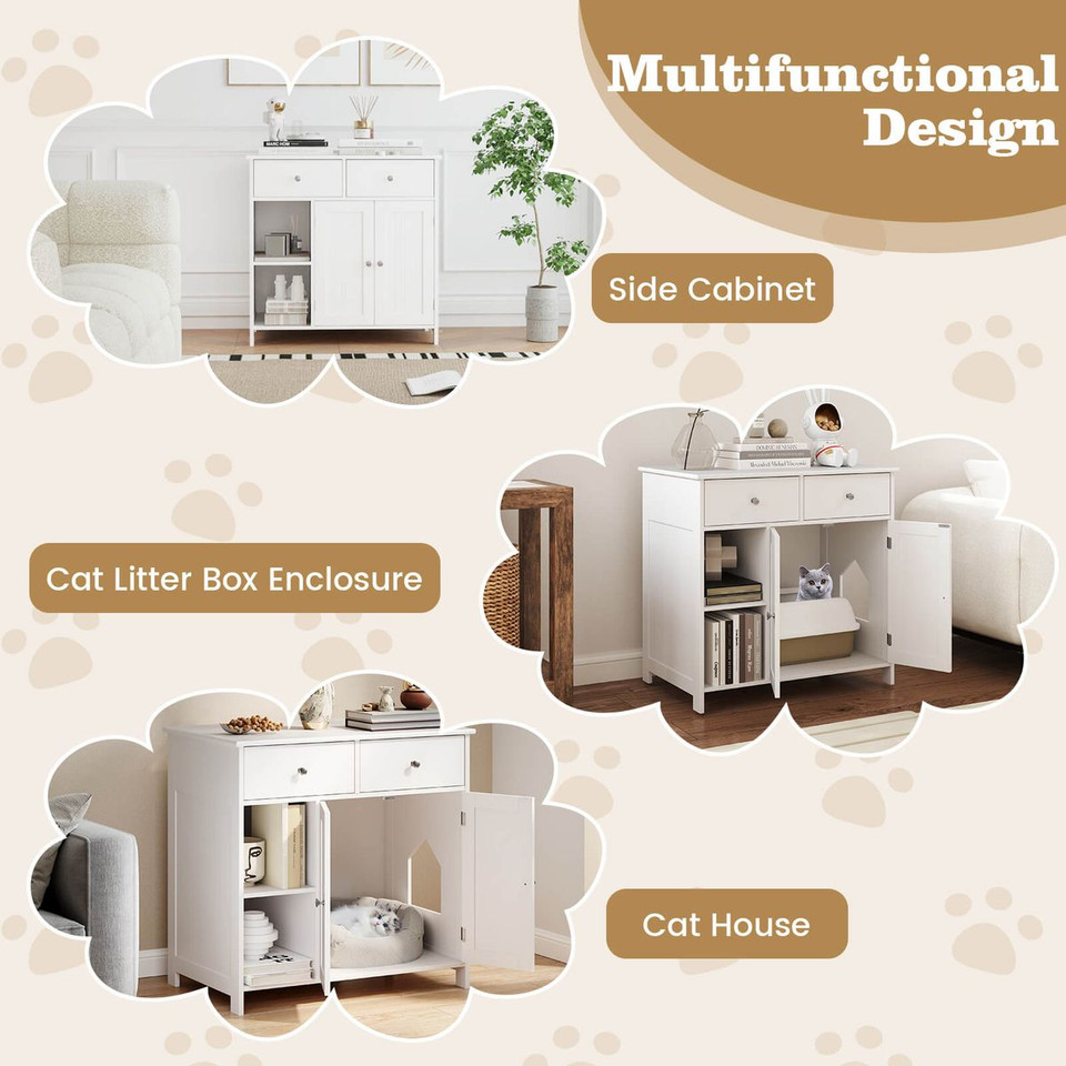 Cat Litter Box Enclosure with Double-Door Cabinet  product image