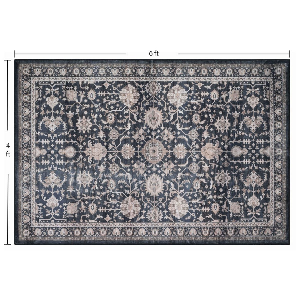 Bibb Home Washable Flannel Printed Area Rug with Latex Back product image