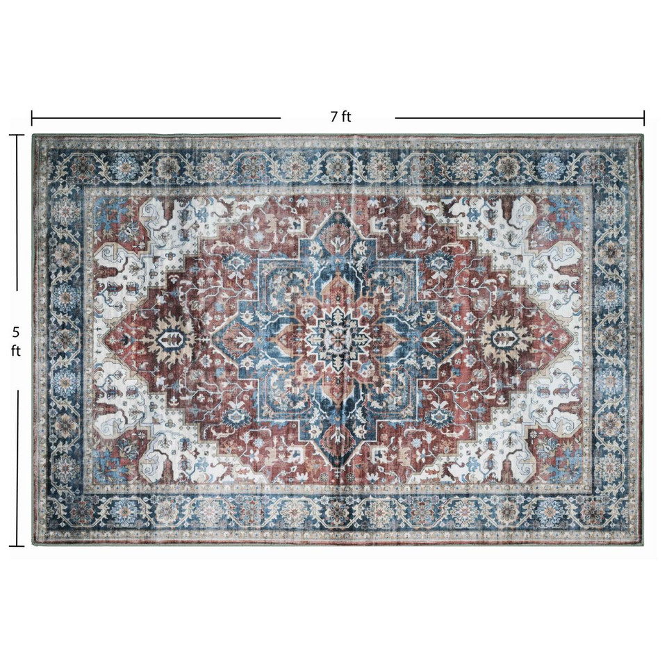 Bibb Home Washable Flannel Printed Area Rug with Latex Back product image