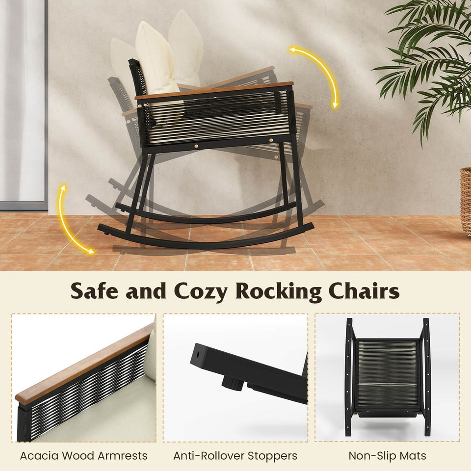 3-Piece Outdoor Rocking Bistro Set with 2-Tier Coffee Table product image