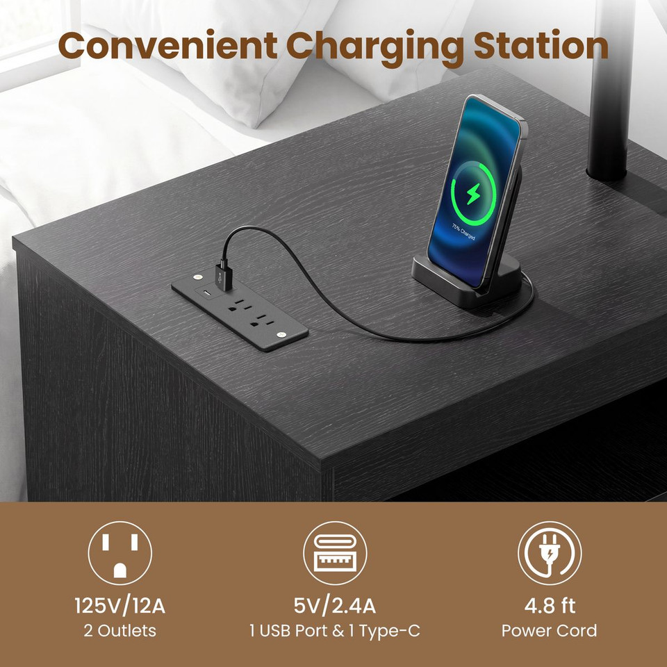 LED Charging Nightstand (1- or 2-Pack) product image