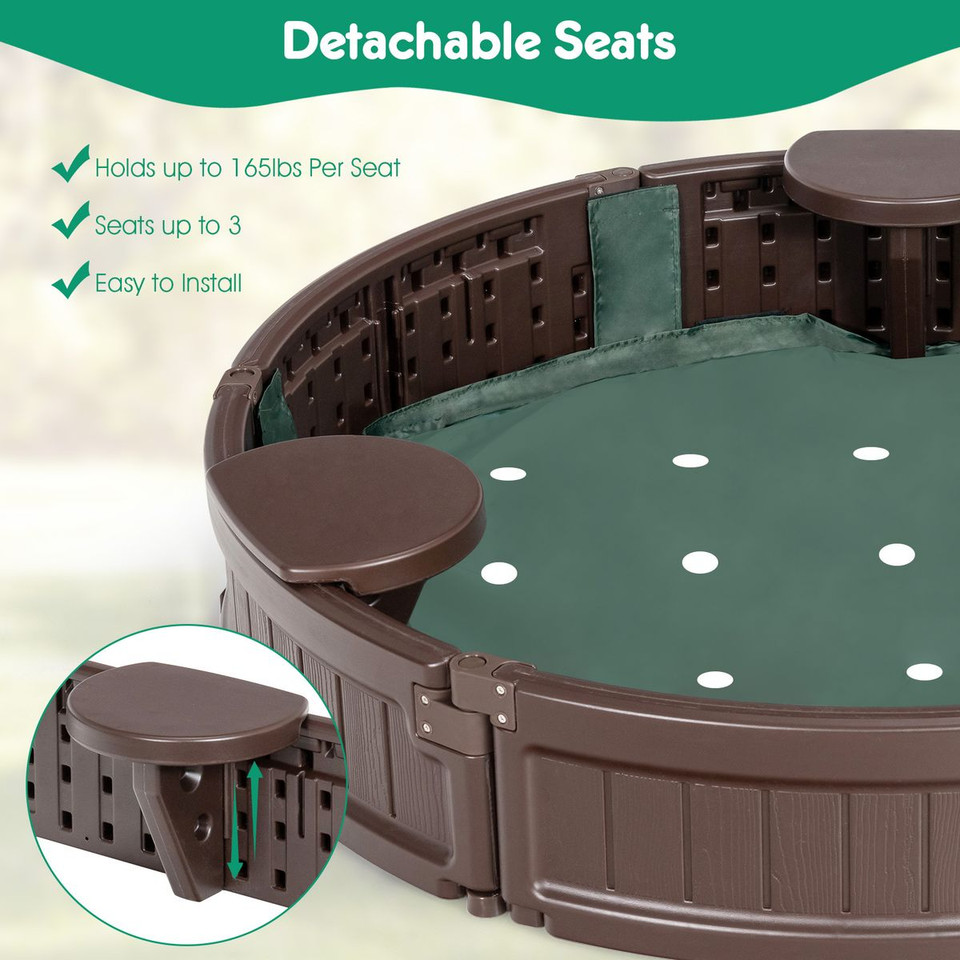 Wooden Sandbox with Built-in Edge Seats product image