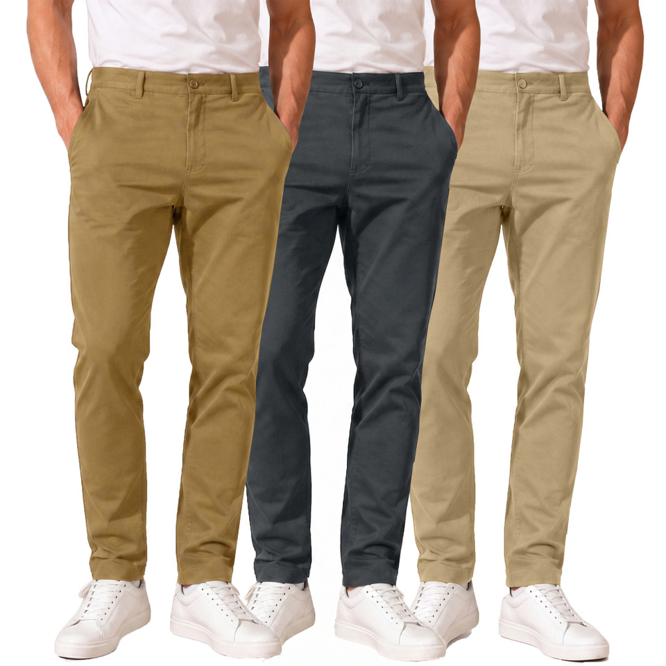 Men's Super Stretch Slim Fit Everyday Chino Pants (3-Pack) product image