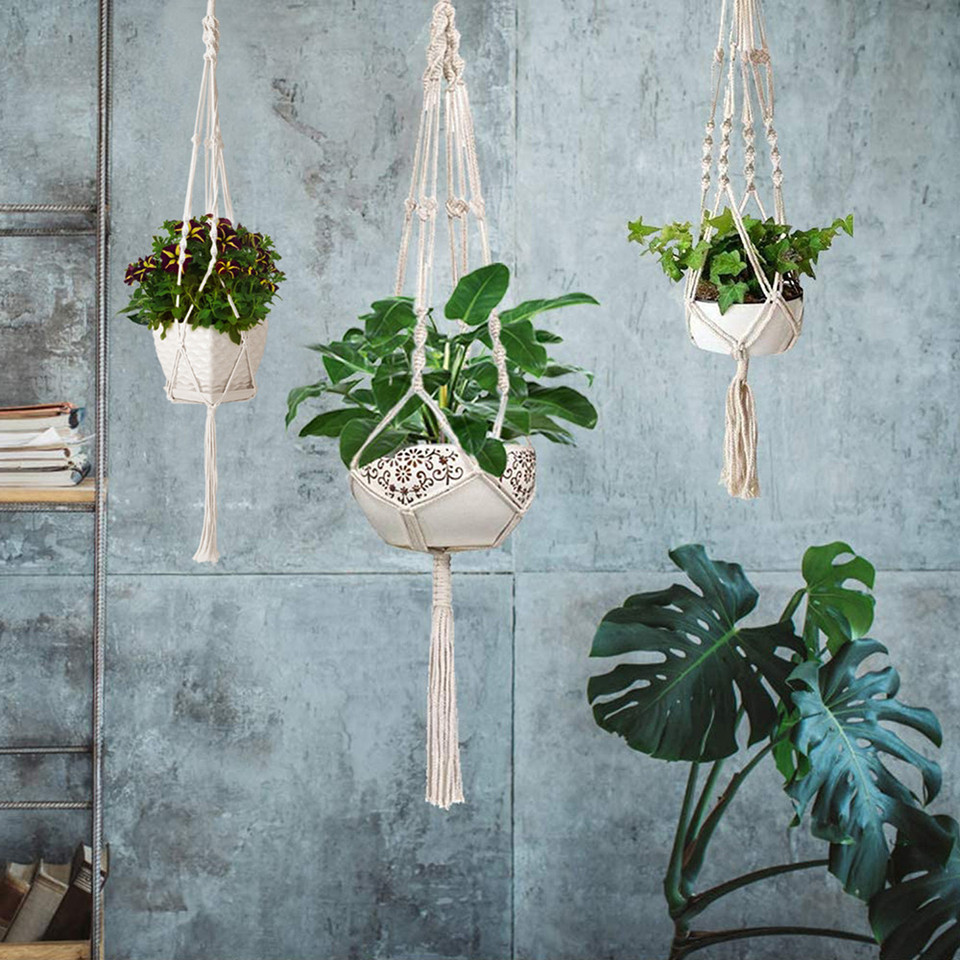 Cotton Rope Macrame Hanging Plant Holder for Pots (2-Pack) product image