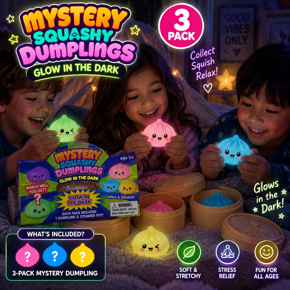 Mini Glow in the Dark Mystery Squishy Dumpling (3-Pack) product image