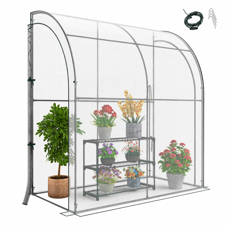 7 x 3.5 x 7-Foot Lean-to Greenhouse with Flower Rack product image