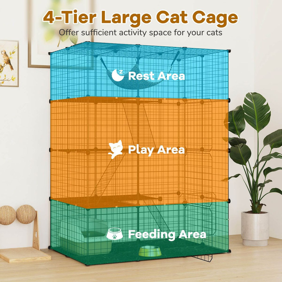 4-Tier Cube Cat Cage with Comfy Hammock product image