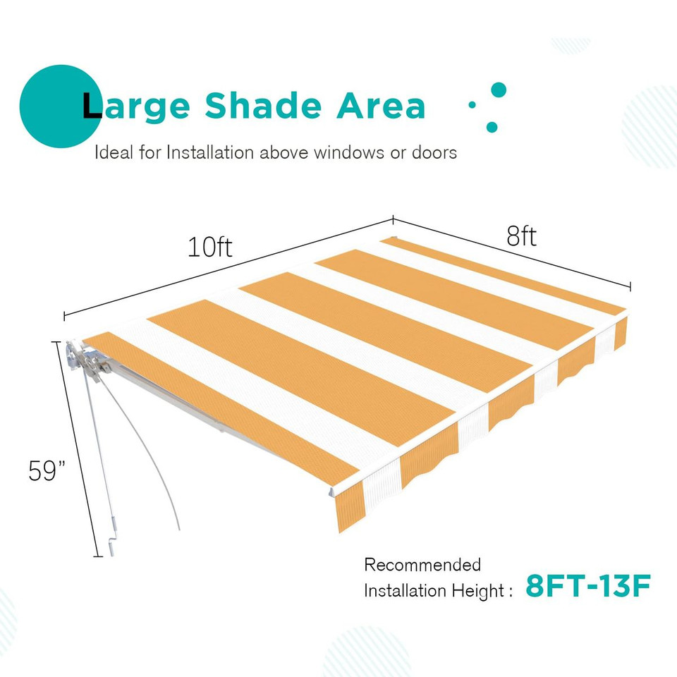 10'×8' Outdoor Manual Retractable Patio Awning  product image