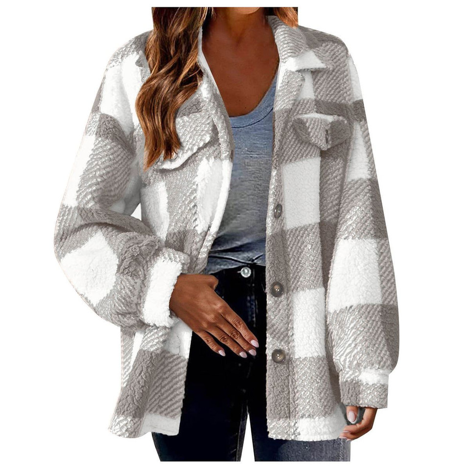 Women's Plaid Fleece Oversized Jacket product image