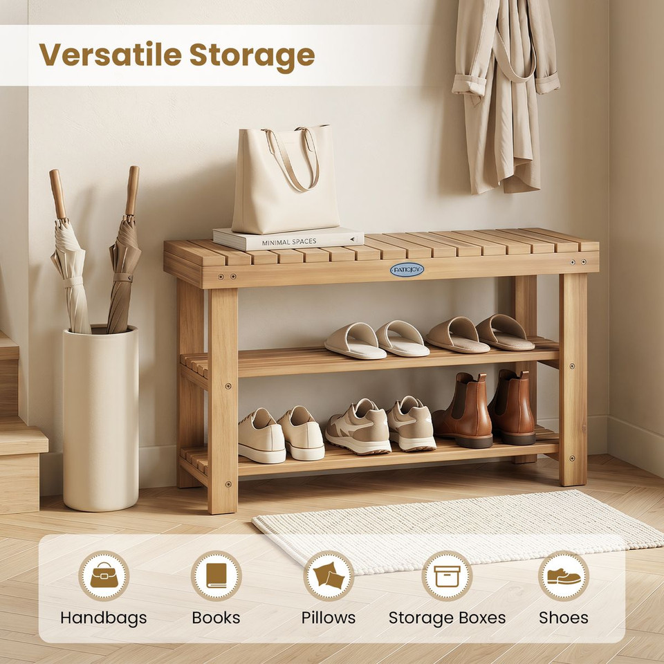 3-Tier Wood Shoe Rack Organizer product image
