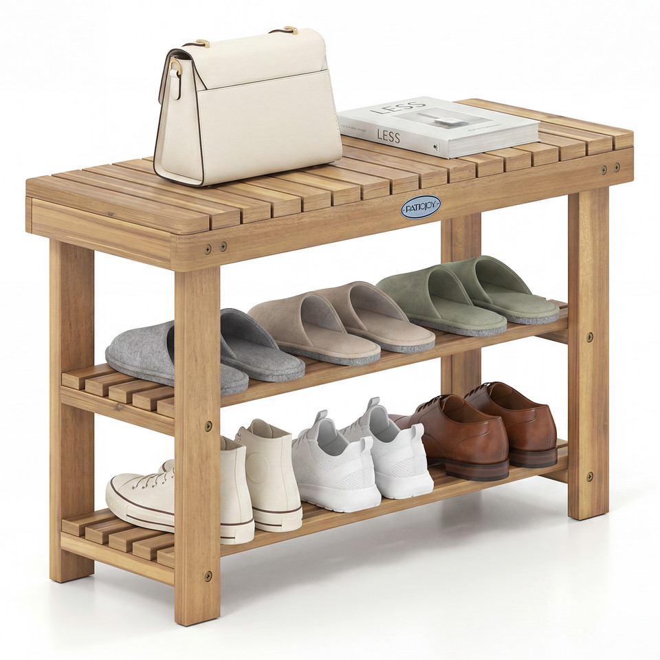 3-Tier Wood Shoe Rack Organizer product image