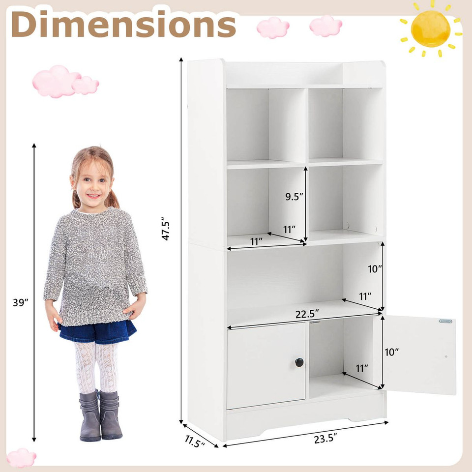 Freestanding Bookshelf with 2-Door Storage Cabinets product image
