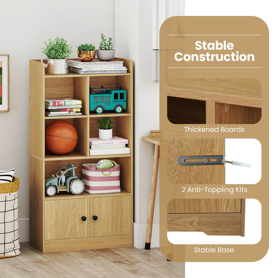 Freestanding Bookshelf with 2-Door Storage Cabinets product image