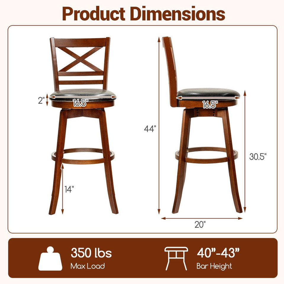 30.5” Swivel Barstools with Ergonomic Curved Backrest (Set of 2/4) product image
