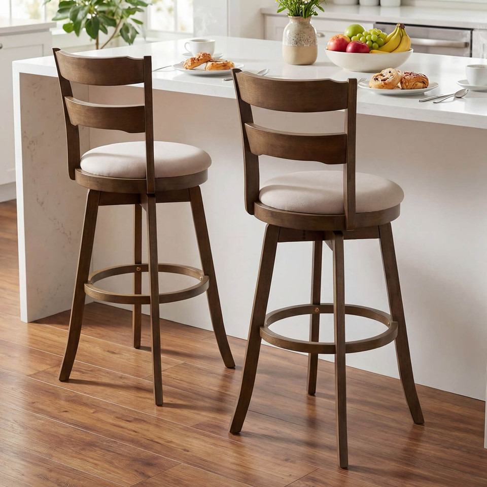 30.5” Swivel Barstools with Backrest and Upholstered Seat (Set of 2/4) product image