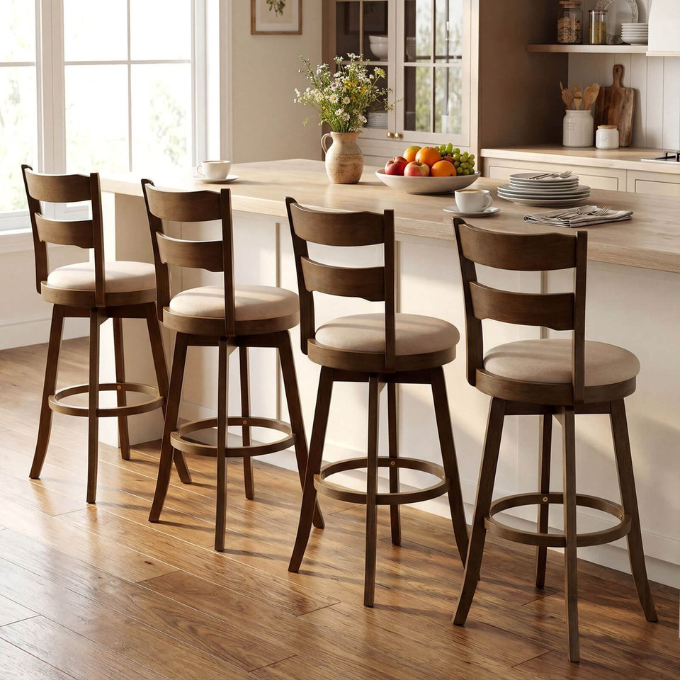 30.5” Swivel Barstools with Backrest and Upholstered Seat (Set of 2/4) product image