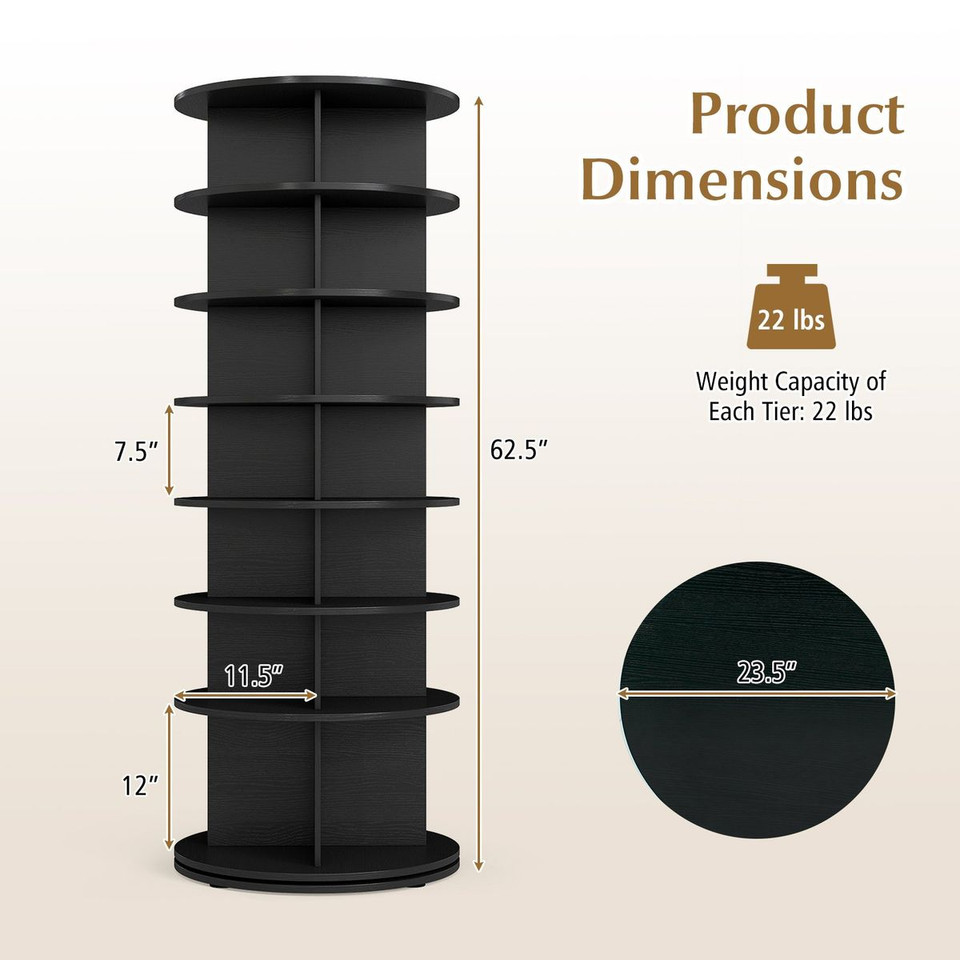 7-Tier Rotating Shoe Rack Tower product image