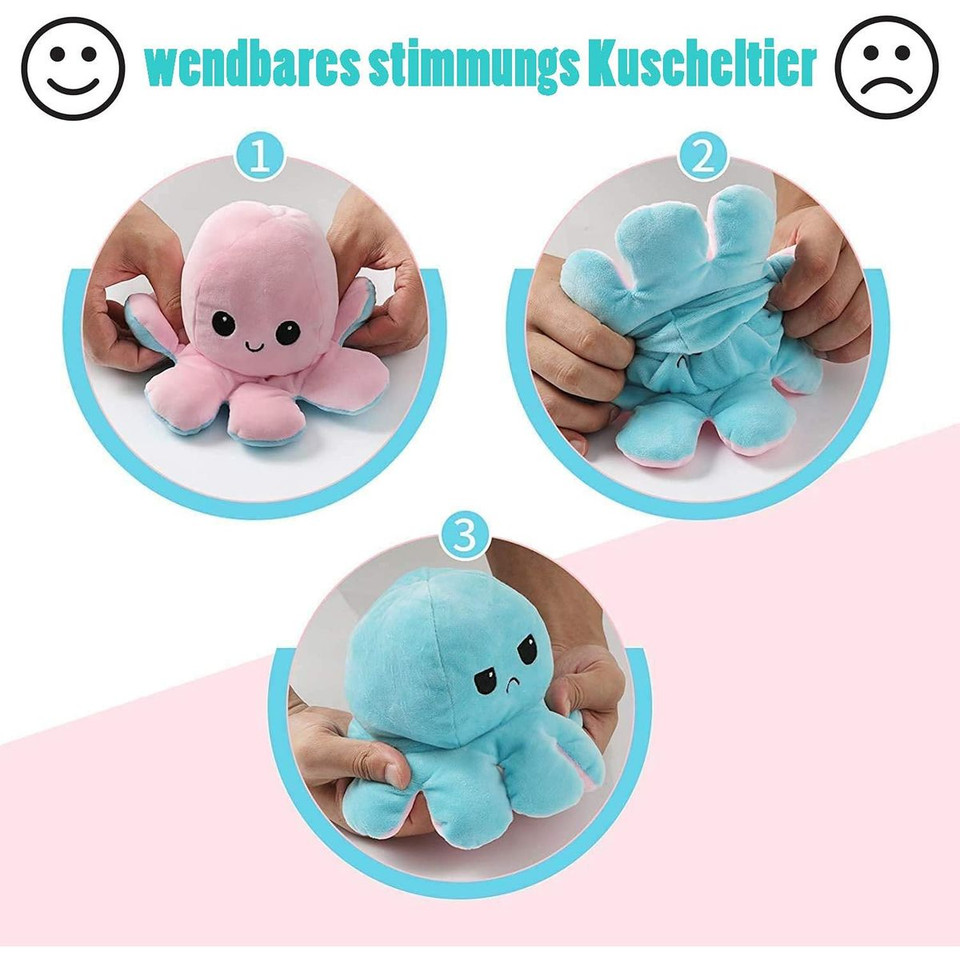 Reversible Happy/Sad Octopus Plush Toy (8") product image