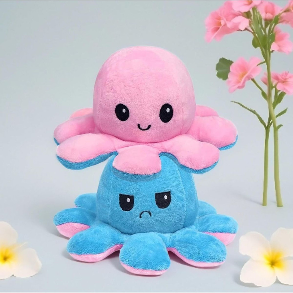 Reversible Happy/Sad Octopus Plush Toy (8") product image