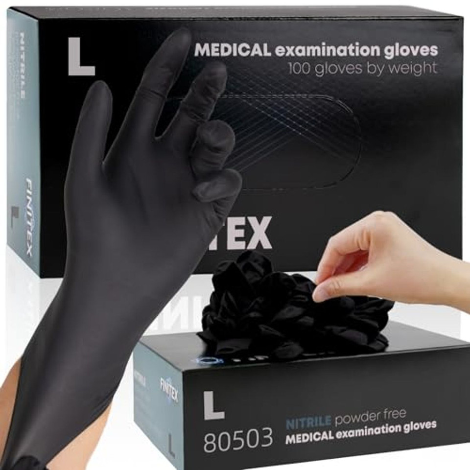Finitex Black Nitrile Disposable Gloves (Large) product image