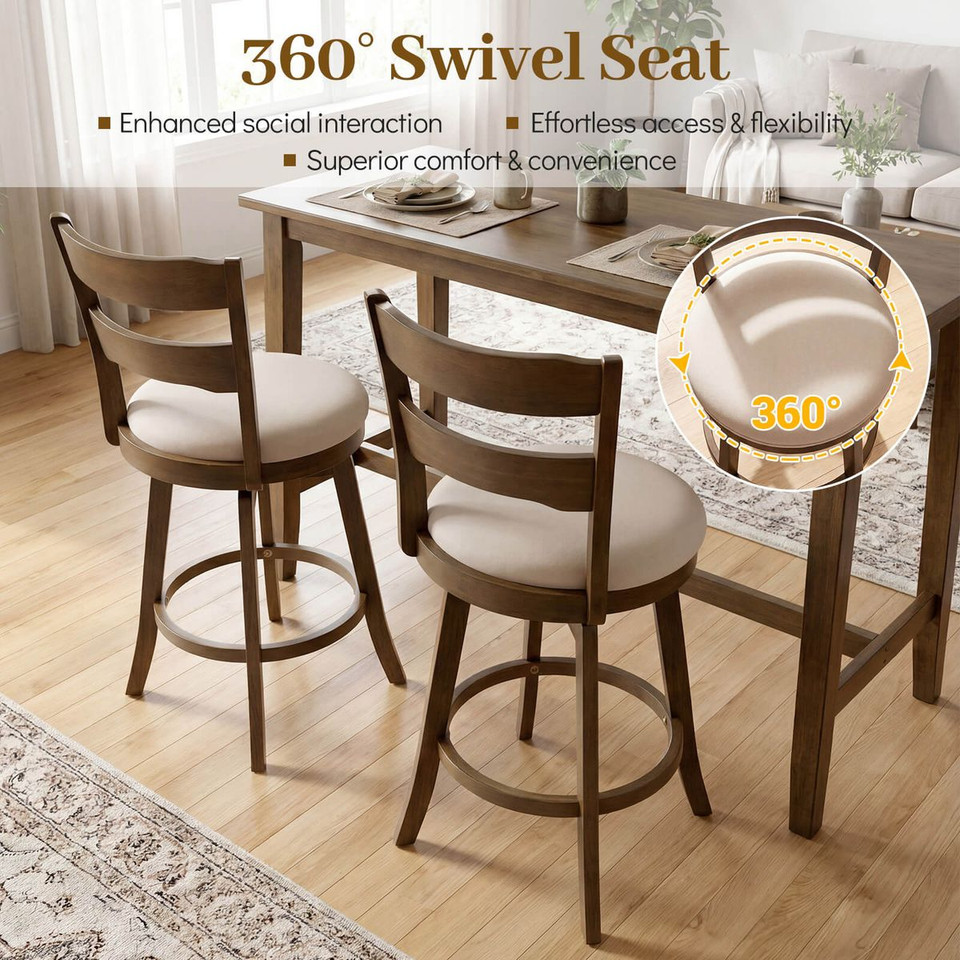 25” Swivel Counter Barstools with Curved Backrest (Set of 2) product image