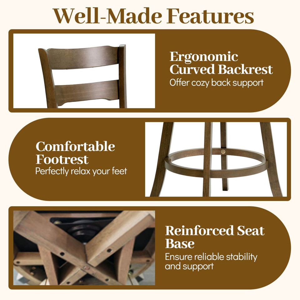 25” Swivel Counter Barstools with Curved Backrest (Set of 2) product image