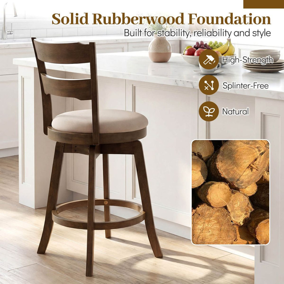 25” Swivel Counter Barstools with Curved Backrest (Set of 2) product image