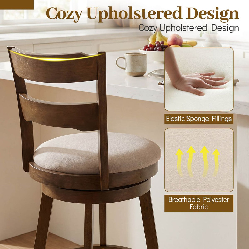 25” Swivel Counter Barstools with Curved Backrest (Set of 2) product image