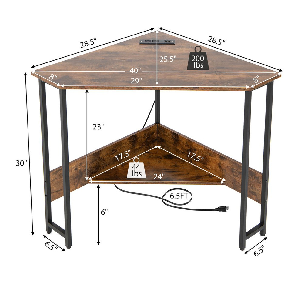 Triangle Computer Desk with Power Outlets product image