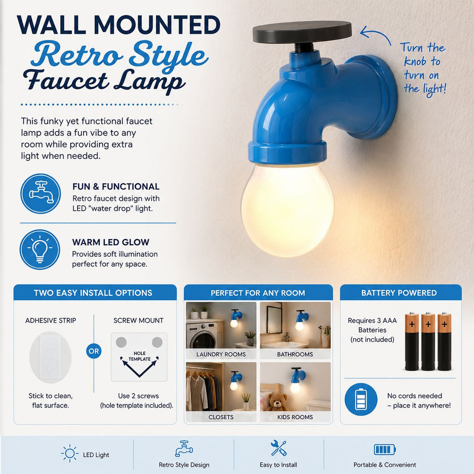 Wall Mounted Retro Faucet LED Lamp product image
