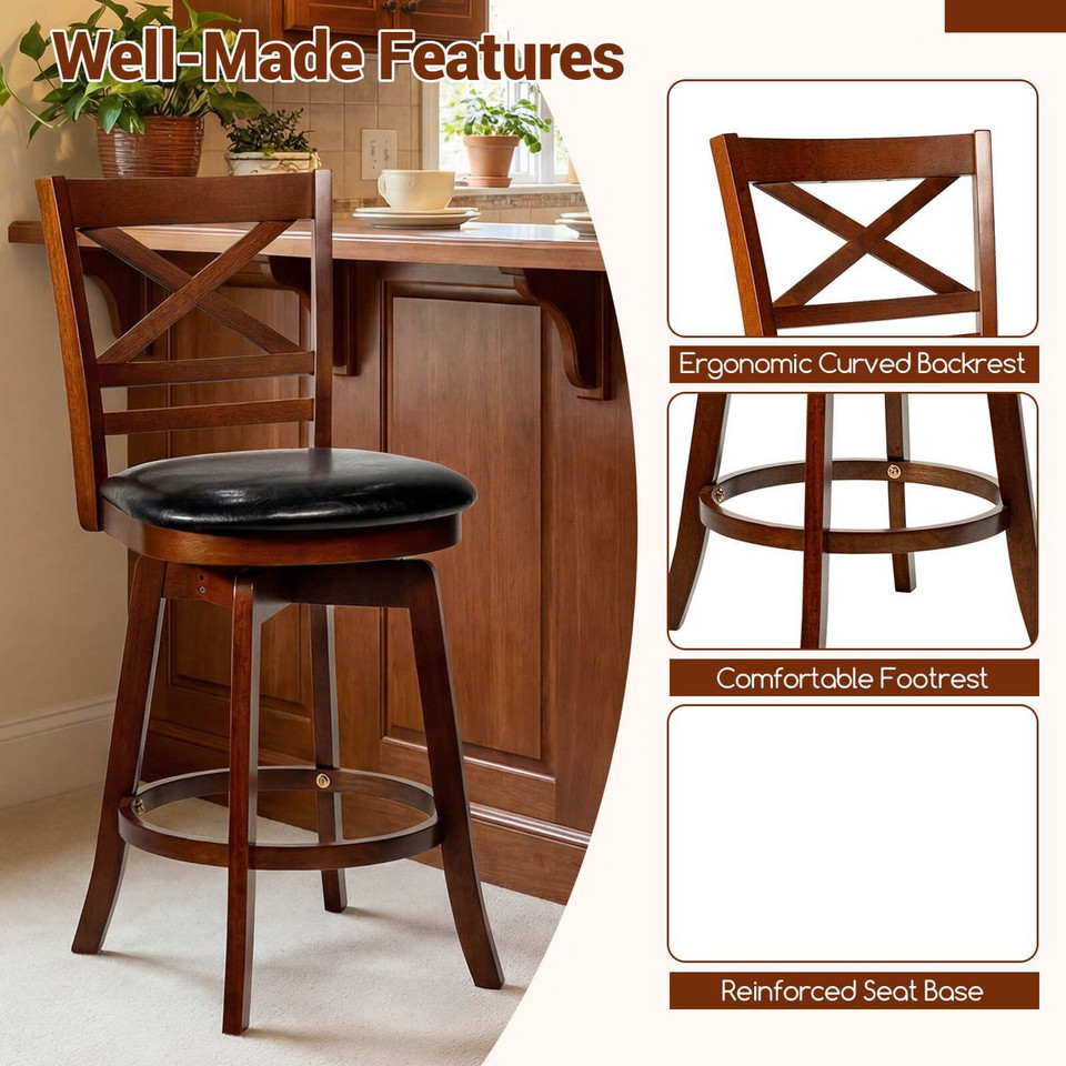 25” Swivel Counter Barstools with Backrest (Set of 2 or 4) product image