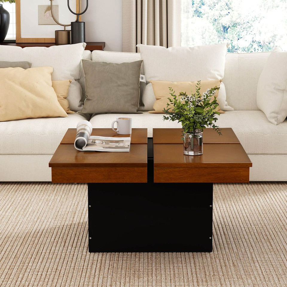 Square Coffee Table with Quad-Section Design product image