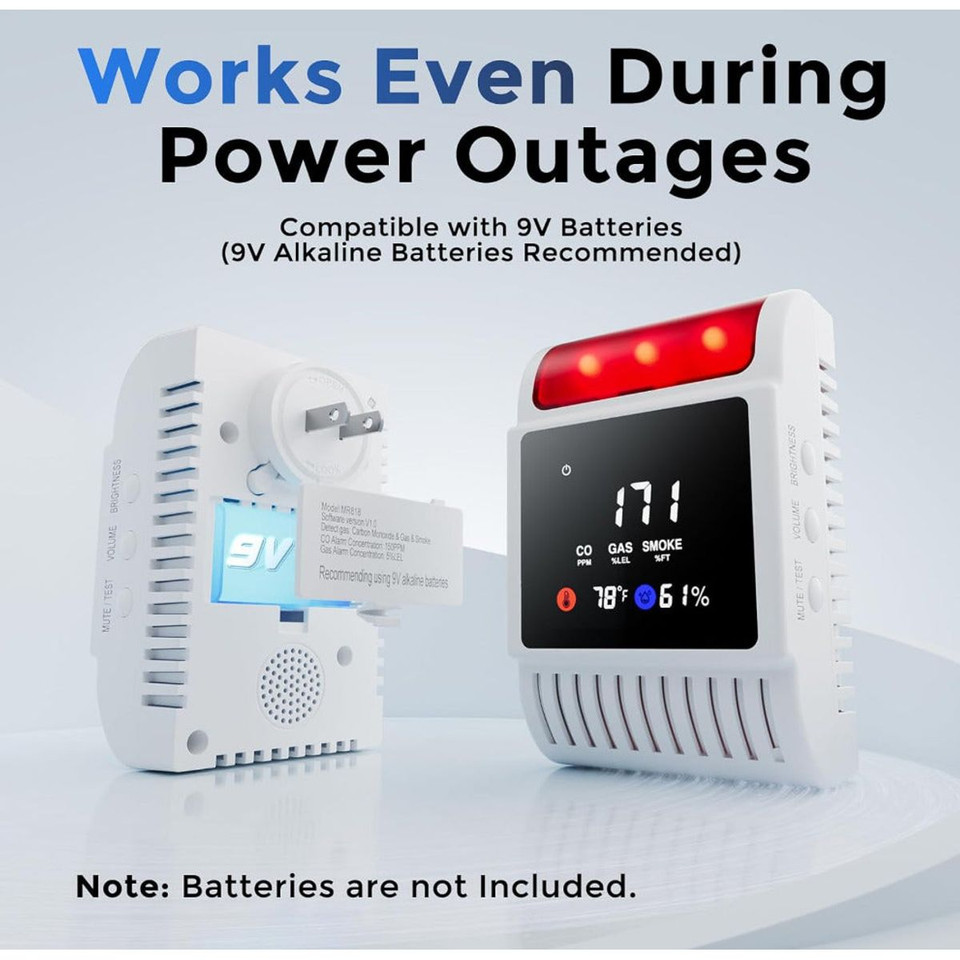 HAKOL 6-in-1 Carbon Monoxide, Smoke & Natural Gas Detector product image