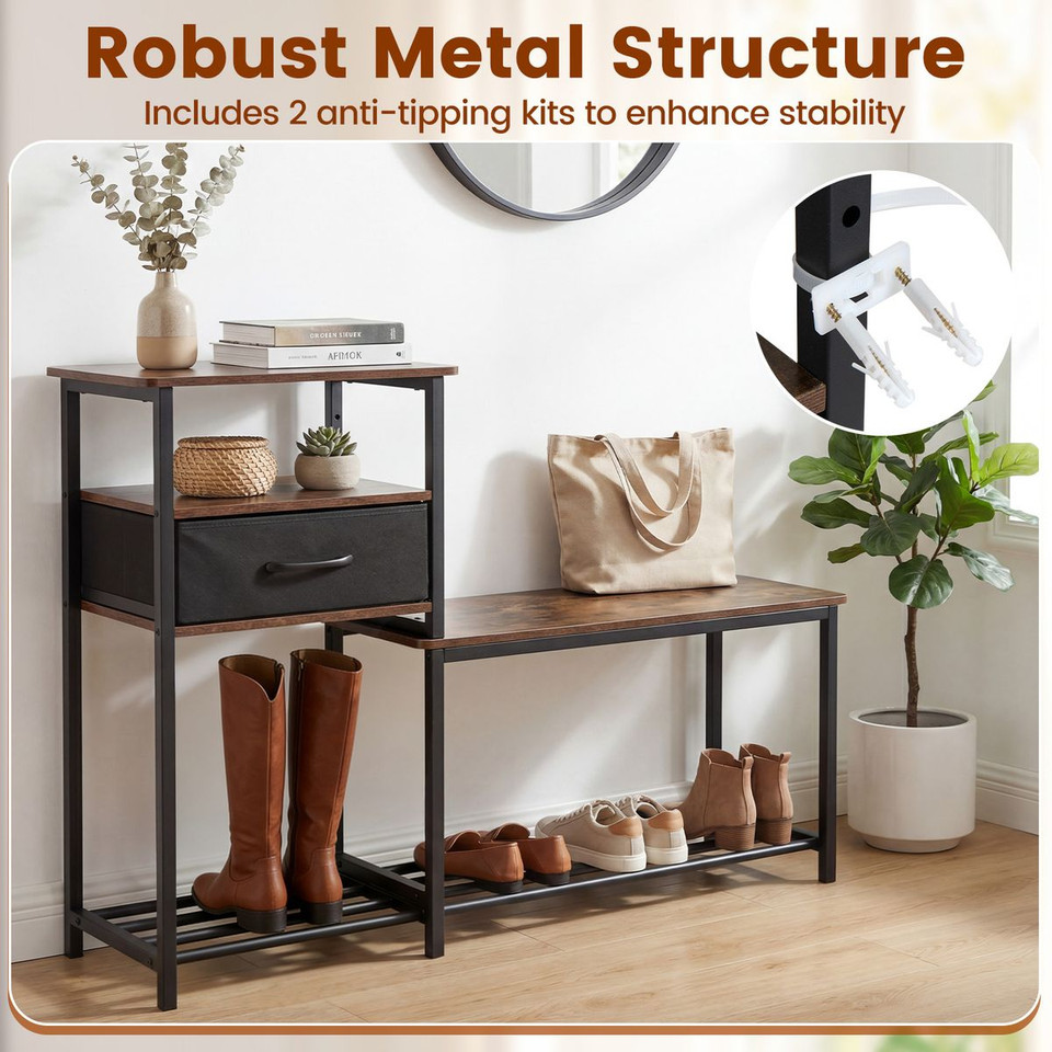 3-Tier Shoe Rack Bench with Drawer product image