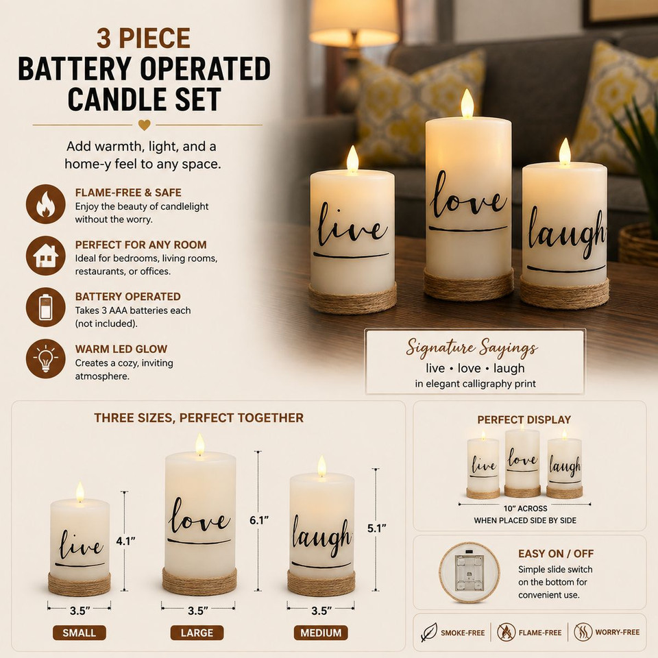 Battery Operated Candle (3 Pieces)  product image