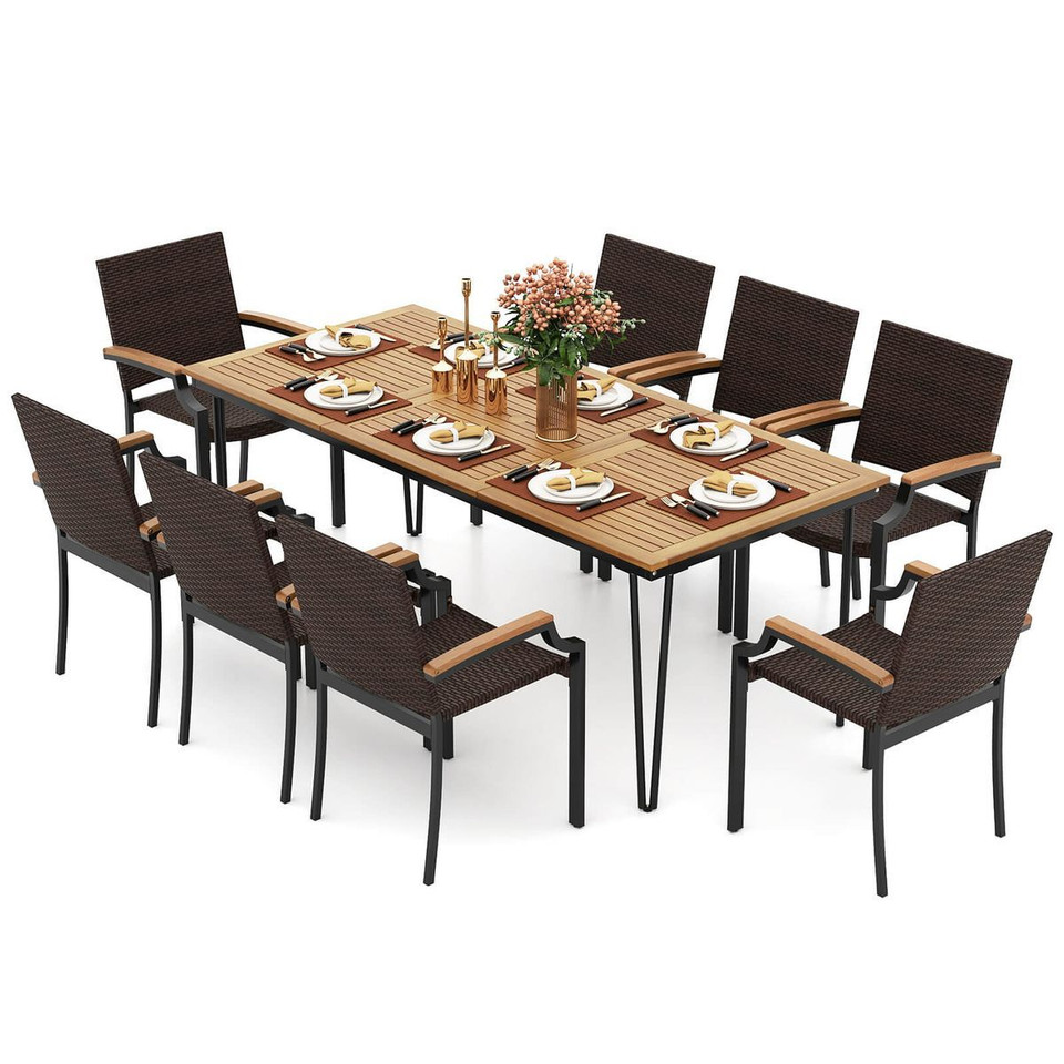 9-Piece Patio Dining Set with 79” Rectangular Dining Table and Chairs product image