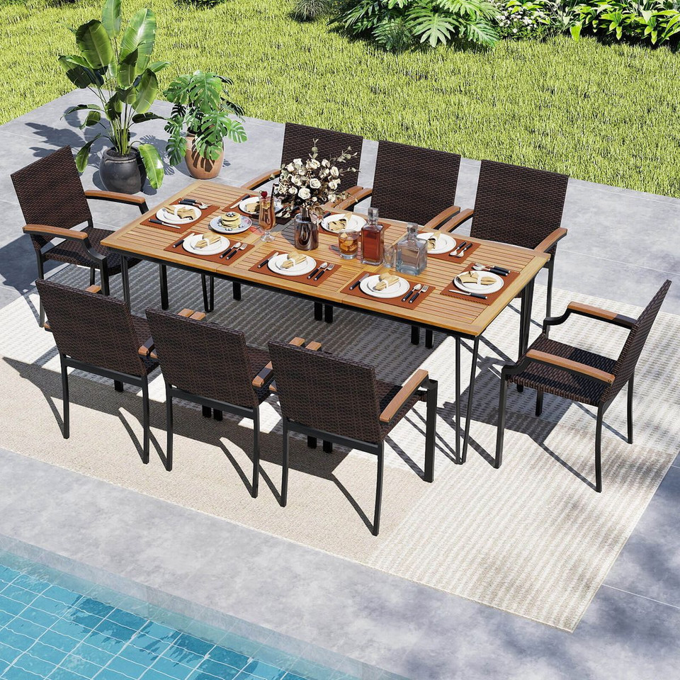 9-Piece Patio Dining Set with 79” Rectangular Dining Table and Chairs product image