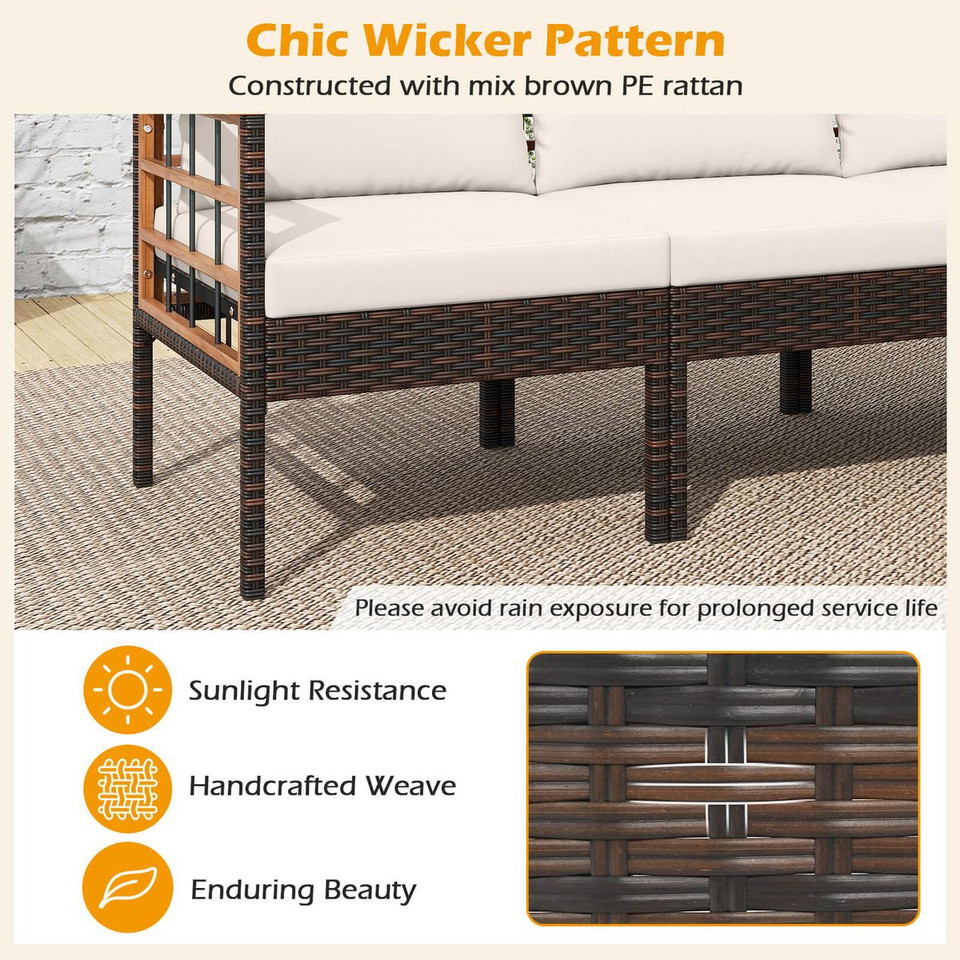 7-Piece Wicker Furniture Set with Coffee Table and Cushions product image
