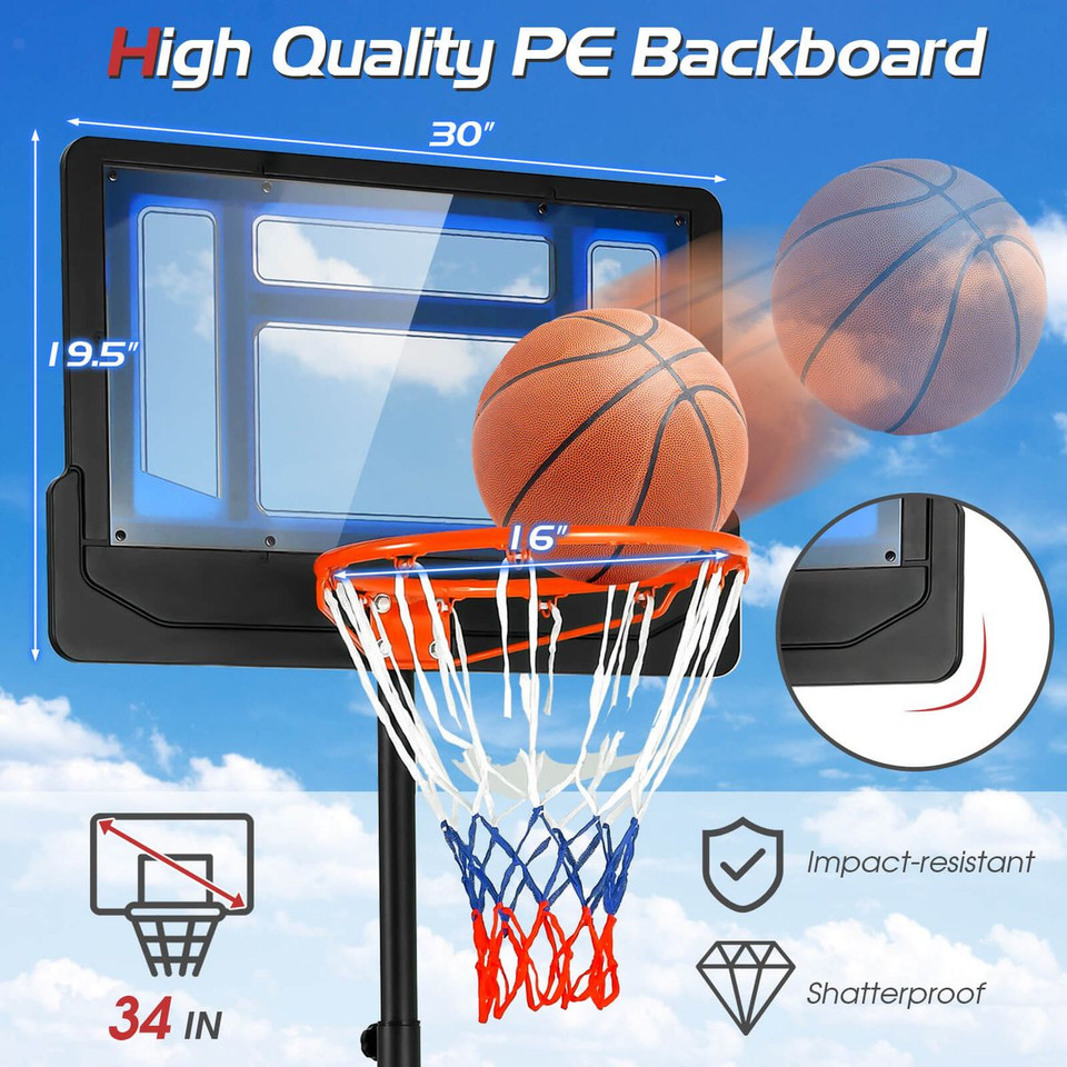 Kids Basketball Hoop with Adjustable Height and Built-in Wheels product image