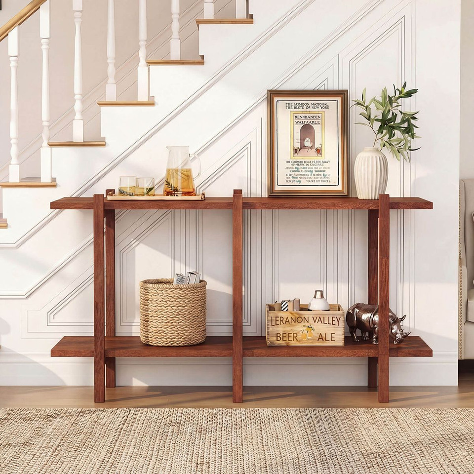 2-Tier Wood Bookshelf with Rubberwood Legs product image