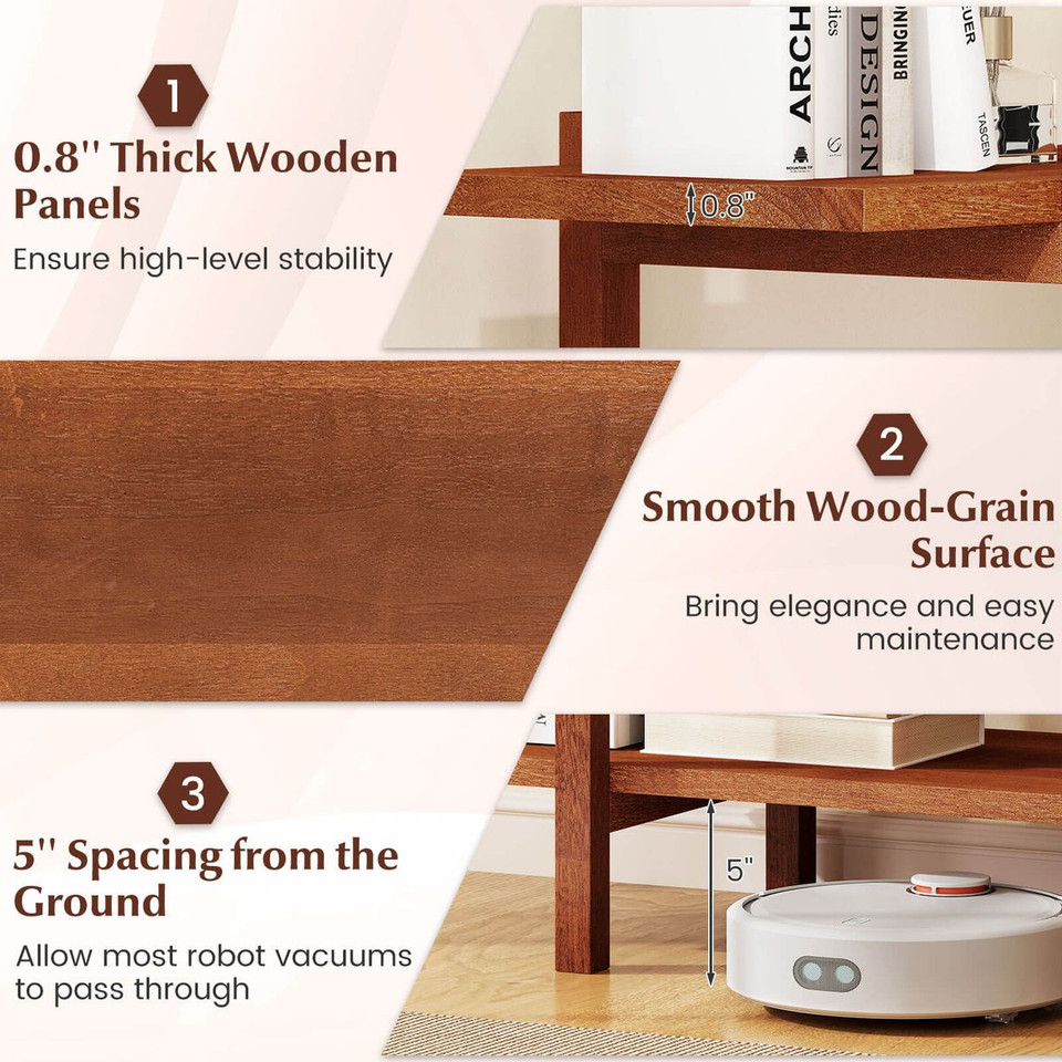 2-Tier Wood Bookshelf with Rubberwood Legs product image