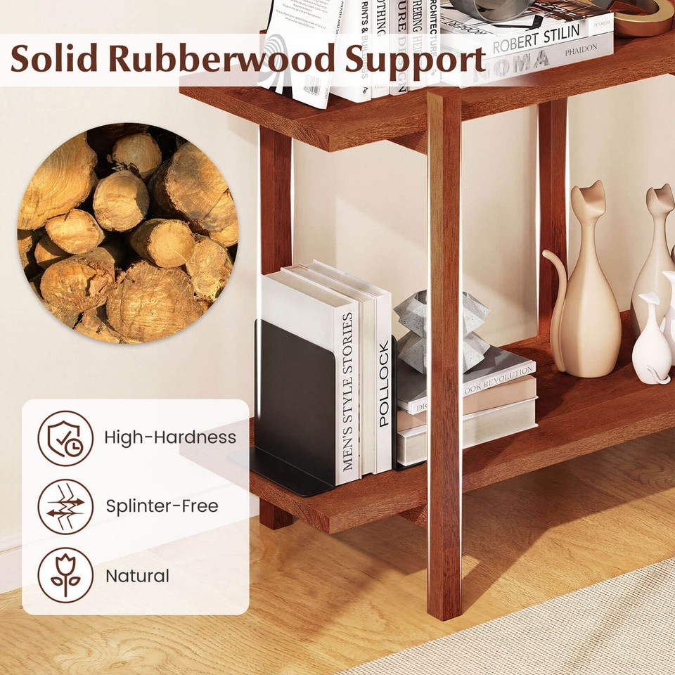 2-Tier Wood Bookshelf with Rubberwood Legs product image