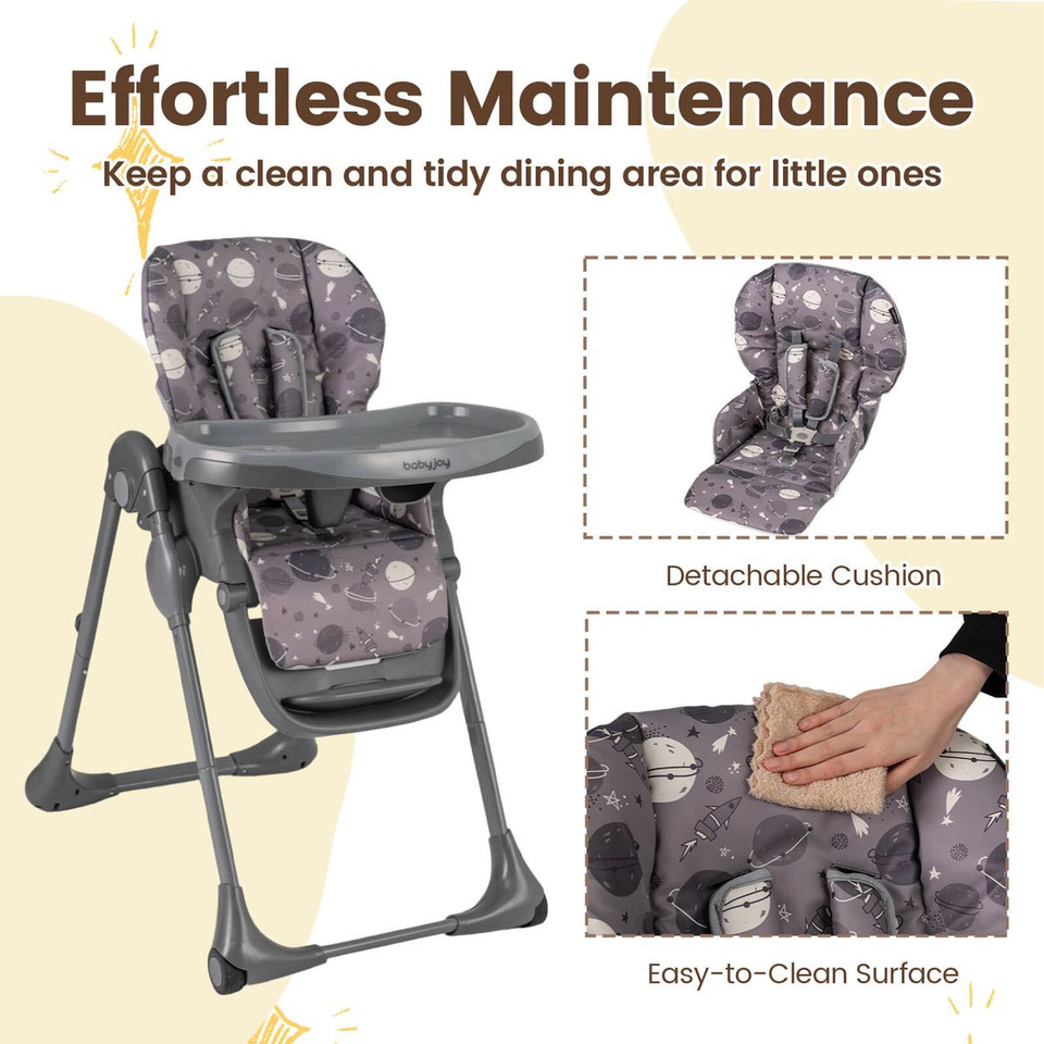  Foldable High Chair with 3-Position Backrest/Footrest  product image