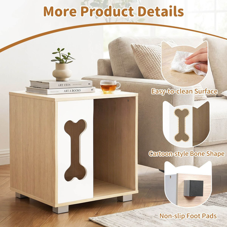 Dog Bed Side Table with Bone-Shaped Window and Sturdy Metal Legs product image