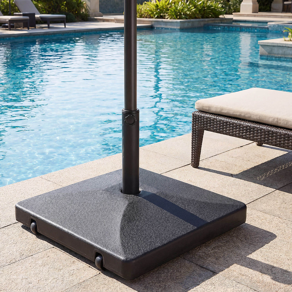 Fillable Patio Umbrella Base with Built-In Wheels and Grooved Handle product image