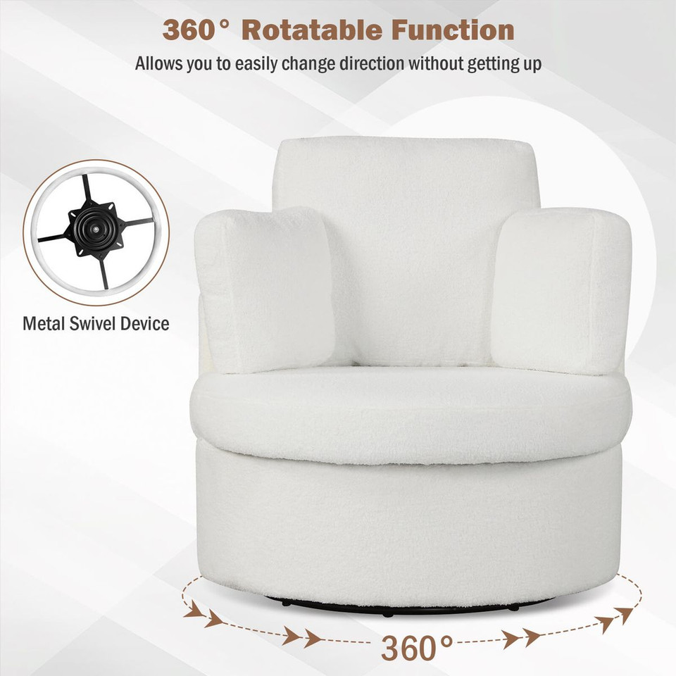 360° Swivel Accent Chair with Half Moon Storage and 3 Pillows product image