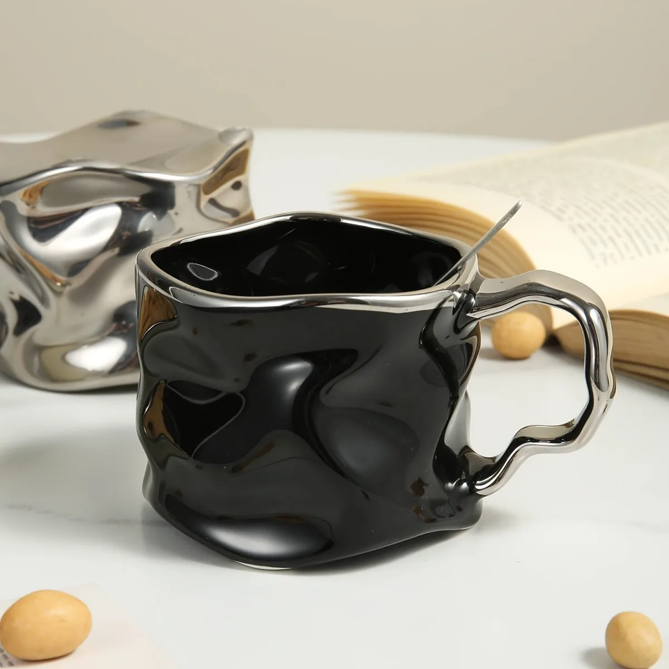 Unique Wavy Texture Coffee Cup with Handle product image