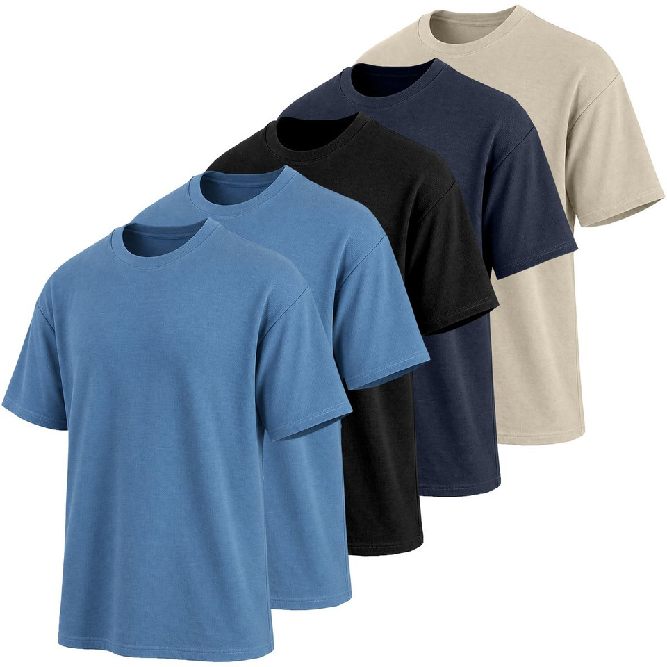 Men’s Heavyweight Micro Waffle Knit Drop Shoulder Tee (5-Pack) product image