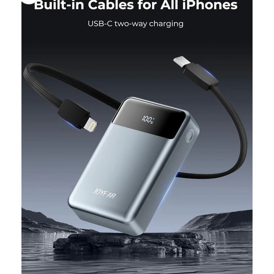 Joyfar 30000MAH USB-C Powerbank with Built-In Cable product image