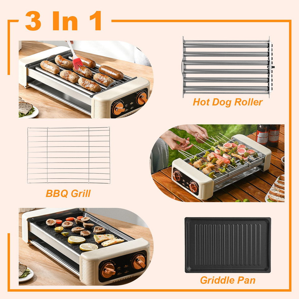 3‑in‑1 Electric Hot Dog Roller with Grill and Griddle product image